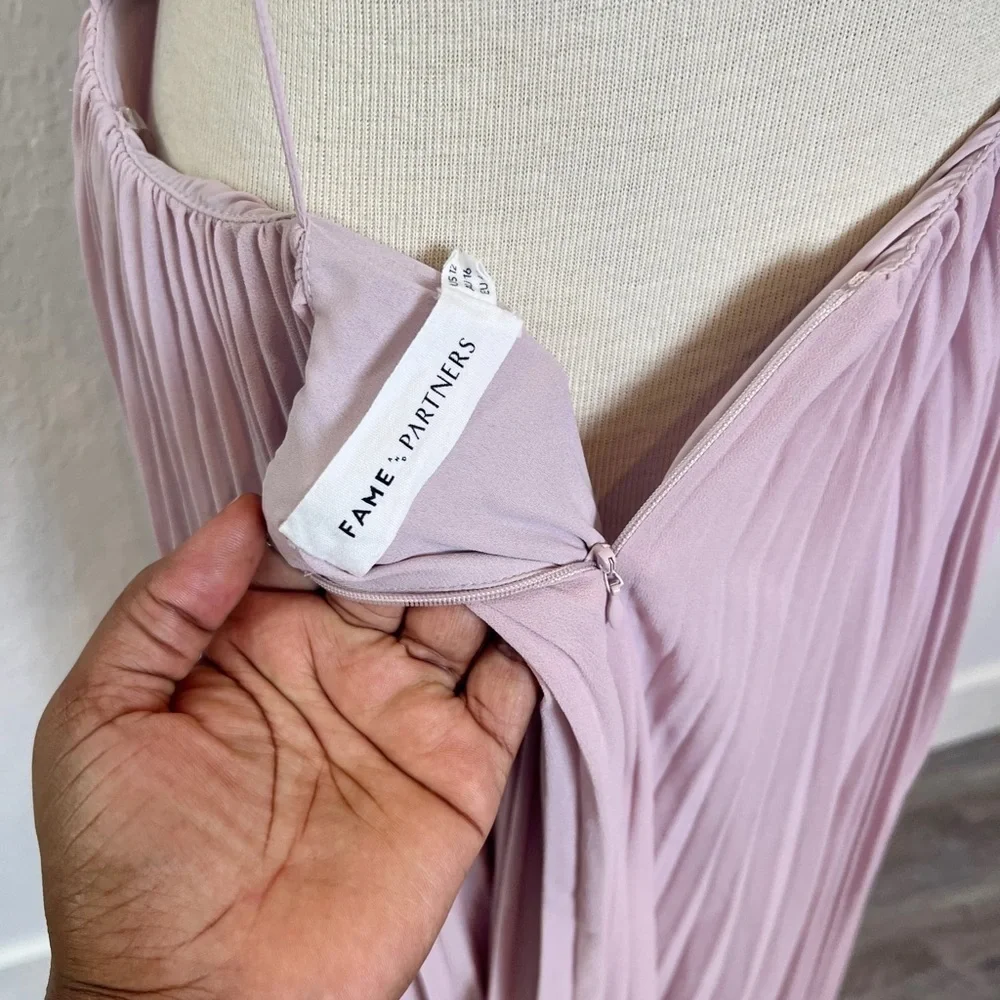 Fame & Partners Strappy Back Pleated Chiffon Evening Dress - Picture 5 of 6